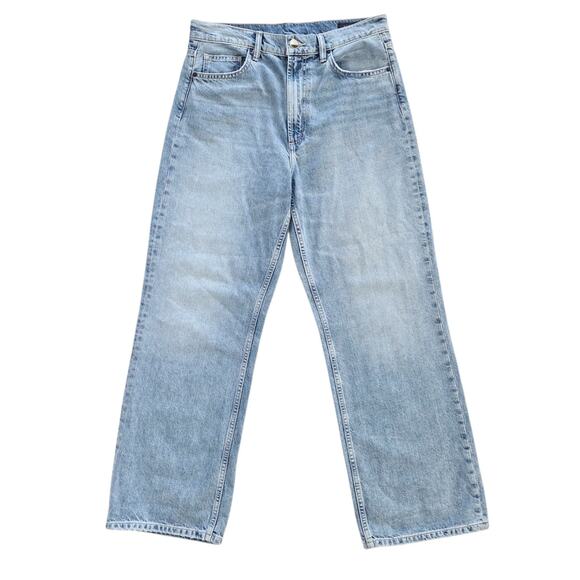 AllSaints Women's Size 29 Relaxed Fit Medium Wash High Rise Wide Leg Denim Jeans - Picture 3 of 10